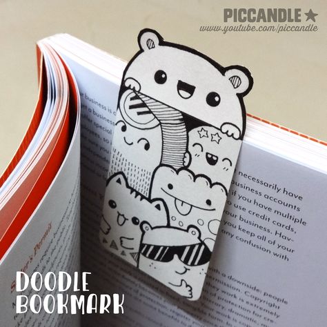 DIY ~ Mini Doodle Bookmark [Video] by PicCandle.deviantart.com on @DeviantArt Pic Candle Doodle, Doodle Bookmark, Doodles Kawaii, Doodle Google, Stylo Art, Diy Collage, Pic Candle, Doddle Art, Arte Doodle