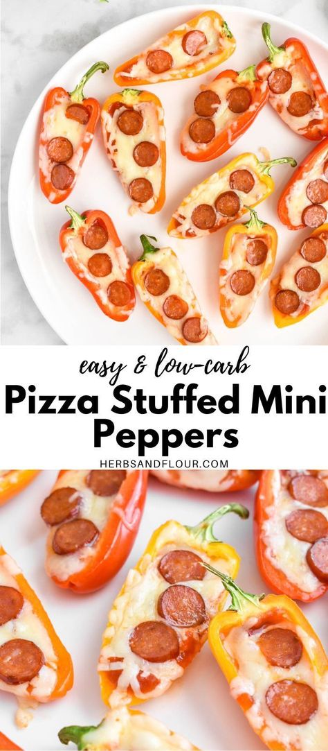 Snack With Peppers, Mini Bell Pepper Snack Ideas, Pepperoni Stuffed Peppers, Keto Pizza Stuffed Peppers, Low Carb Veggie Snacks, Pepper Pizza Boats, Recipes With Small Peppers, Stuffed Mini Sweet Peppers Healthy, Stuffed Mini Sweet Pepper Recipes