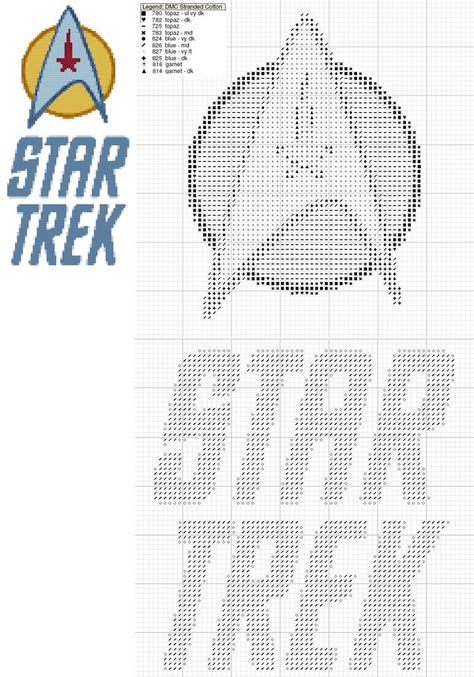 Star Trek Logo Cross Stitch by black-lupin Star Trek Cross Stitch, Geeky Cross Stitch Patterns, Star Trek Logo, Geeky Cross Stitch, Geek Cross Stitch, Sewing Logo, Stitch Character, Cross Stitch Patterns Free, Free Cross Stitch