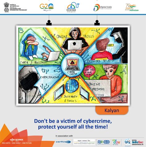 Cybercrime Drawing, Cybersecurity Drawing, Cybercrime Poster Graphic Design, Cybercrime Poster Drawing, Digital India Poster Painting, Digital India Projects, Think Before You Click Poster, Media And Information Literacy Poster, Cybercrime Poster