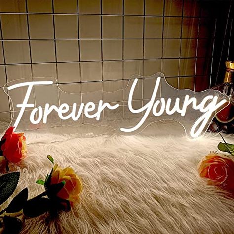 Forever Young Neon Sign With Dimmable Neon Night Wall Decor For Wall Art Decor For Girls Birthday Party Wedding Living Room Office Bar Bedroom Decor Reusable Warm White #room #decor #upgrade #neon #sign #trending Sold and shipped through Amazon Birthday Wall, Living Room Bar, Wedding Girl, Neon Nights, Forever Young, Living Room Office, Wall Decor Bedroom, Light Decorations, Girl Birthday