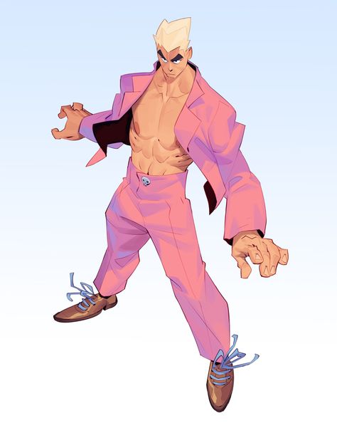 Max Grecke, Pink Man, Pink Suit, Character Design Animation, Art Style Inspiration, Character Design References, Fantasy Character Design, Character Design Inspiration, Character Illustration