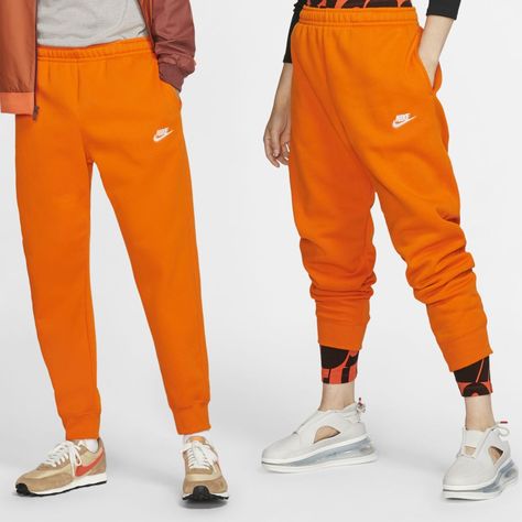 Nike Sportswear Club Fleece Joggers (Magma Orange) Nike Joggers Outfit, Orange Joggers, Jogging Nike, Jogger Outfit, Nike Sportswear Club Fleece, Nike Tracksuit, Joggers Outfit, Nike Joggers, Outfit Collage