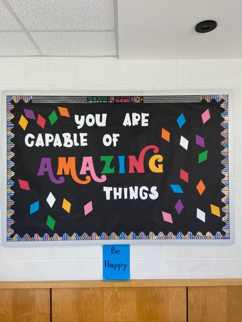 Motivational Display Boards, Panel Board Ideas For School, Positive Affirmation Bulletin Board, Positive Bulletin Boards, Motivational Bulletin Boards Elementary, Positive Bulletin Board Ideas For School, Inspirational Bulletin Board Ideas, Inspirational Bulletin Boards For School, Affirmation Bulletin Board