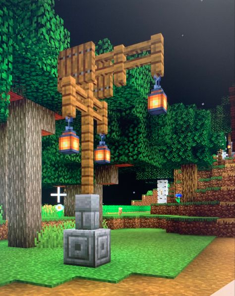 Minecraft Outdoor Lighting Ideas, Minecraft Outdoor Lighting, Minecraft Streetlight, Minecraft Street Lights, Minecraft Moodboard, Minecraft Outdoor Ideas, Minecraft Nature, Minecraft Build Hacks, Minecraft Sheep