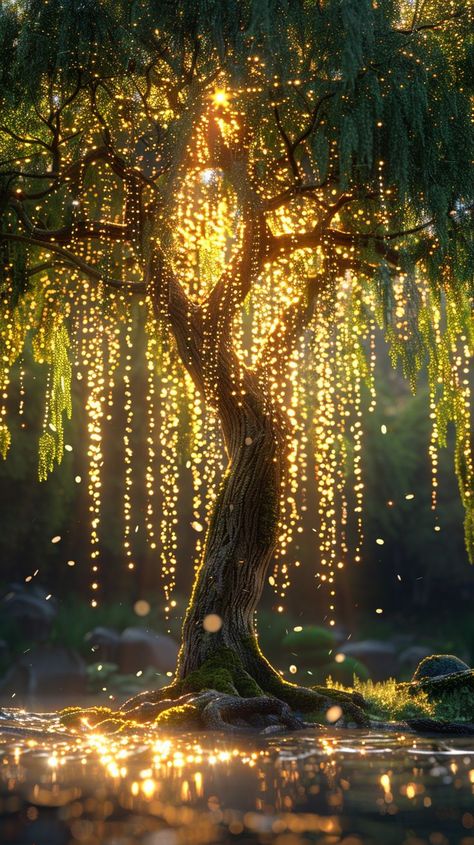 Large Willow Tree, Diy Weeping Willow Tree, Weeping Willow Wallpaper, Willow Tree Background, Weeping Willow Tree Aesthetic, Weeping Willow Tree Painting, Mushrooms On Trees, Willow Tree Aesthetic, Willow Tree Lights