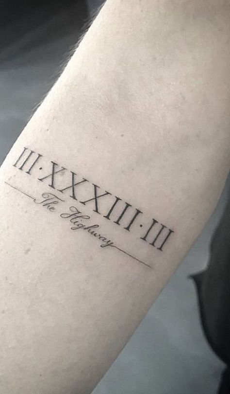 Celebrity Sleeve Tattoos, Roman Writing Tattoo, Family Name Tattoos For Men, Name Tattoos For Men Arm, Roman Letters Tattoo, Name Tattoo For Men, Memorial Tattoos For Men, Roman Numeral Tattoo Men, Roman Numeral Tattoo With Name