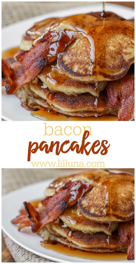 Bacon Pancakes, Breakfast Bacon, Pancakes And Bacon, Pancake Recipe Easy, Big Breakfast, Recipe Sweet, Pancakes Easy, Kraft Recipes, Delicious Breakfast Recipes