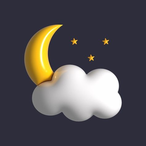 Cloud, crescent moon and stars on blue b... | Premium Vector #Freepik #vector #blue-background #moon #illustration #crescent-moon Moon Close Up, Cloud And Moon, Background Moon, Moon 3d, Moon And Clouds, Space Doodles, 3d Moon, Moon Vector, Moon Clouds