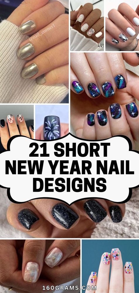 Save this pin for trendy short nail designs that will inspire your new year look! From chic minimalism to bold patterns, these ideas will take your nail game to the next level. #NailDesigns #NewYearNewNails #FashionInspo Ideas For New Year's Nails, New Years Nail Designs Neutral, Short Nails New Years Designs, Short Nail New Year, Gel Design Nails Art Ideas, New Years Nail Designs Dip, New Years Gel Manicure, New Years Nail Designs Oval, Nails Gel New Years