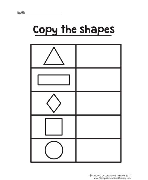 Shape Copying Worksheet Occupational Therapy Goals, Occupational Therapy Schools, Visual Motor Activities, Compound Words Worksheets, Therapy Goals, Shape Worksheets For Preschool, Montessori Science, Simple Complex, Pediatric Occupational Therapy