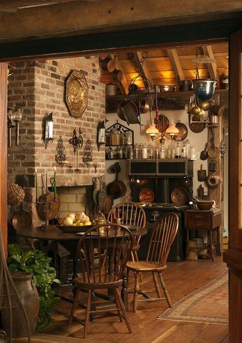 lovely...witch cottage feel. | pinned by Western Sage and KB Honey (aka Kidd Bros) Witch Kitchen, Old Fashioned Kitchen, Witch Cottage, Decor Ikea, Primitive Kitchen, Brick Walls, Witch Decor, Kitchen Witch, Design Case