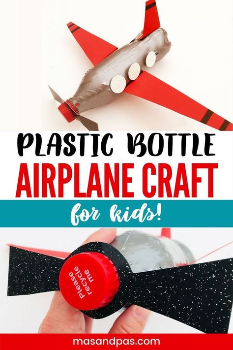 This step by step tutorial will guide you through making a fun plastic airplane or piggy bank with your toddler. All you need are a few simple materials to make this simple craft that your kids will love playing with afterwards. #kidscrafts #toddlercrafts #kidsactivities #plasticbottleairplane. Airplane Craft, Vbs Snacks, Easy Kids Crafts, Quarantine Activities, Babysitting Activities, Airplane Crafts, Paper Bird, Quick And Easy Crafts, Simple Craft