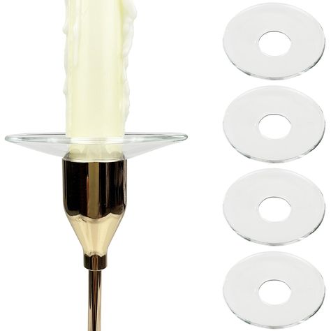 PRICES MAY VARY. Bent glass bobeches can catch and hold the drips from the tall candles effectively, useful and practical. Pack of 4 clear glass bobeches, candle drip protectors. Diameter 2.75 inch, fits 7/8 inch taper candles. Keep candlesticks sparkling clean. Prevent hot wax drippings on tablecloth. They add a touch of care and elegance for your candlestick holders, easy to clean the wax off. The bobeches are bent glass, not plain flat glass pieces. They can catch and hold the melted wax effe Tall Candles, Dripping Candles, Tall Candle, Candle Rings, Sparkling Clean, Glass Pieces, Taper Candles, Glass Candle, Candle Wax