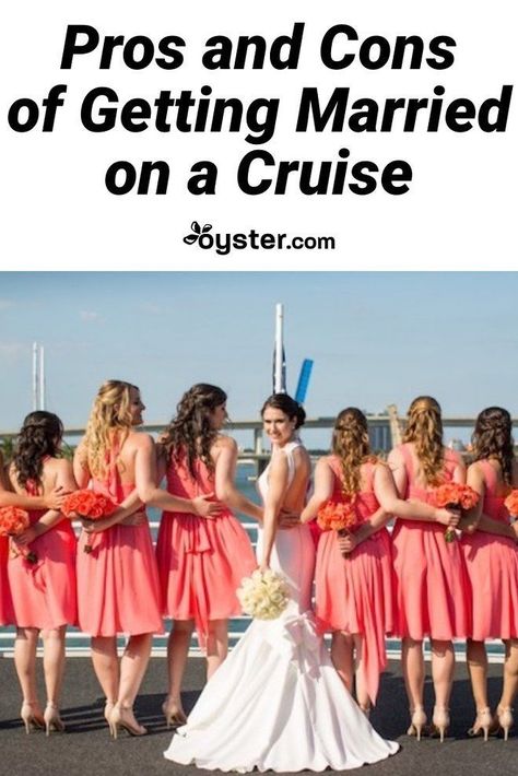 Getting married on a cruise ship is the ultimate destination wedding. It's an affordable, efficient, and fun way to combine your nuptials with a honeymoon for you and a vacation for your guests. Whether you want to elope at sea during sunset, bring your entire family to watch you exchange vows on a Caribbean beach, or trek to an Alaskan glacier to say "I do," a cruise ship #wedding can make it happen. Click for our list of the advantages and disadvantages of getting married on a #cruise ship. Cruise Elopement, Royal Caribbean Wedding, Carnival Cruise Wedding, Cruise Weddings, Cruise Outfits Caribbean, Cruise Formal Night, Cruise Tips Royal Caribbean, Cruise Ship Wedding, Disney Dream Cruise