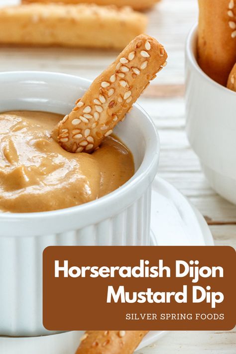 Horseradish Mustard Dip For Pretzels, Horseradish Pretzel Dip, Dip For Pretzels, Dip Appetizers, Sauce Ideas, Dijon Mustard Sauce, Mustard Pretzels, Paleo Condiments, Mustard Dip