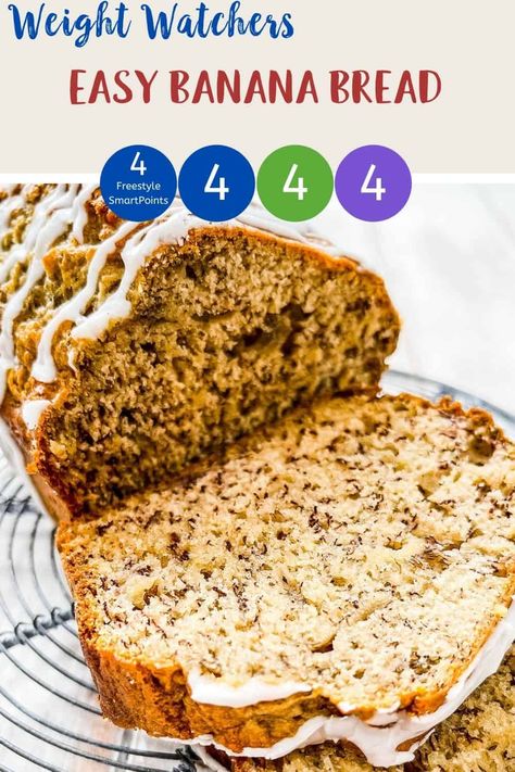 Ww Baking, Weight Watchers Zucchini Bread, Weight Watchers Bread, Easy Ww Recipes, Ww Bread, Weight Watchers Banana Recipes, Weight Watchers Banana Bread Recipe, Ww Banana Recipes, Weight Watchers Banana Bread