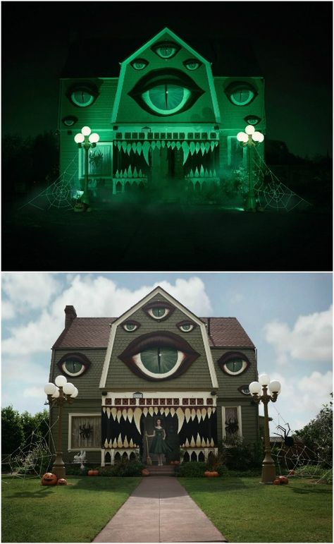 Amaze Your Neighbors with This Easy to Make Monster House Decor Monster House Decoration, Monster House Halloween, Monster Decor, Christine Mcconnell, Monster Decorations, Halloween Decor Diy, Halloween Outside, Diy Halloween Decor, Monster House