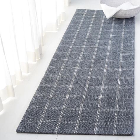 Lauren Ralph Lauren Tamworth Handmade Flatweave Silver Rug & Reviews | Wayfair Plaid Rug Living Room, Casual Bedroom, Plaid Rug, Tamworth, Easy Living, Boys Bathroom, American Home, Basement Design, Floor Covering