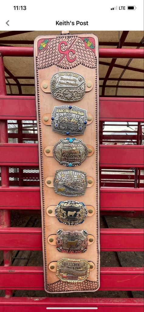 Trophy Buckle Display, Horse Show Prizes Ideas, Rodeo Awards Ideas, Western Christmas Gift Ideas, Buckle Rack, Belt Buckle Display, Buckle Display, Rodeo Gifts, Rodeo Belt Buckles