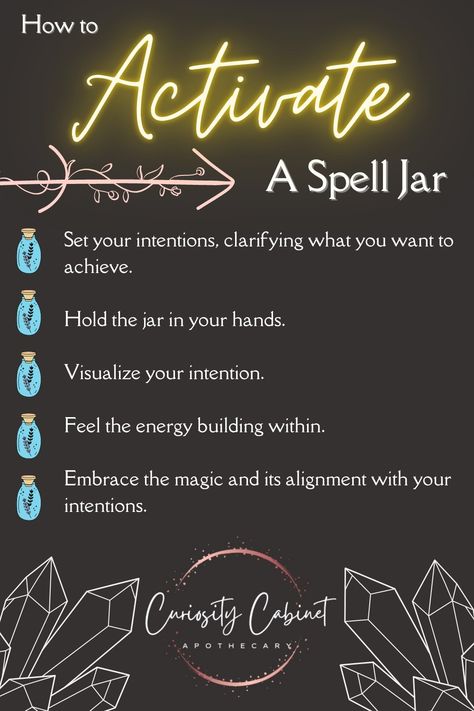 Steps to activate a spell jar or spell bottle. Insight Spell Jar, Third Party Removal Spell Jar, How To Use Spell Jars, How To Make A Spell Jar, Anti Nightmare Spell Jar, Spell Bottles Diy, Productivity Spell Jar, Diy Spell Jars, Daily Spells