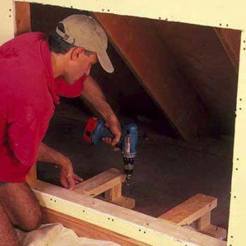 Install supports Knee Wall Storage, Playroom Attic, Space Saving Dresser, Dormer Addition, Upstairs Ideas, Attic Inspiration, Knee Walls, Trim Carpentry, Attic Ideas