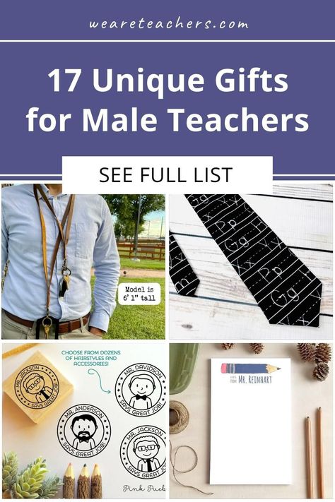 If you're looking for a gift for a male teacher, we've got you covered with a list of ideas he will appreciate. Christmas Gifts For Male Teachers, Male Teacher Christmas Gift Ideas, Gift Ideas For Male Teachers, Gifts For Male Teachers, Gift For Male Teacher, Principal Appreciation Gifts, Male Teachers, Teacher Gift Guide, Elementary Teacher Gifts