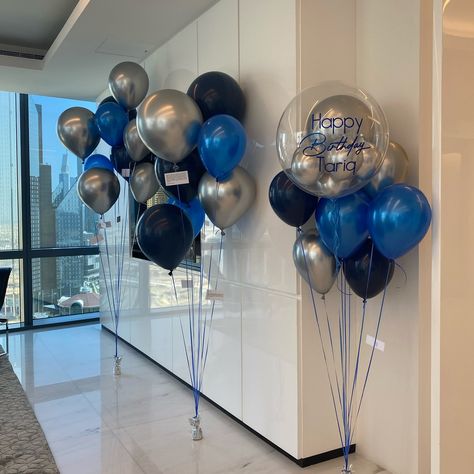 Office birthday bunches 💙 In a mix of our 12" and 18" high quality, biodegradable balloons Celebrate your next work party in style! #balloons #balloonsdubai #dubaiballoons #mydubai #dubai #balloonsuae #flowersdubai #balloonstyling #birthdayparty #dubailife #bestballoons #kidsdubai #dubaievents #weddingdubai #babyshower #bespoke #bespokeevent #babyshower #balloongoals #discover ‎#دبي #ترند #ترند #مشاهير_العرب #مشاهير #حفلات #اعراس Office Birthday, Custom Balloons, Balloon Decor, Blue Balloons, Work Party, Helium Balloons, Balloon Art, Birthday Balloons, Balloon Decorations