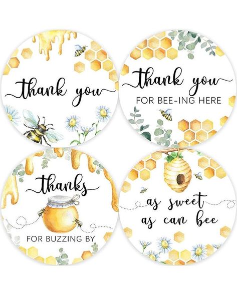 Mommy to Bee thank you Cards Baby Bottle Favors, Baby Shower Items, Orange Baby Shower, Bee Baby Shower Theme, Mommy To Bee, Bumble Bee Baby Shower, Bee Party, Bee Sticker, Bee Baby