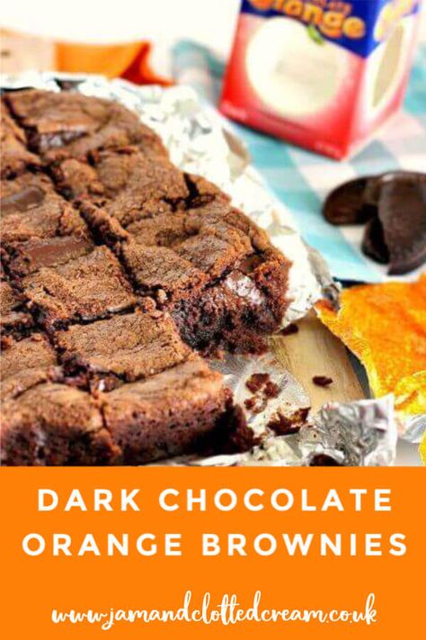 Dark Chocolate Orange Brownies Brownies Chewy, Chocolate Orange Brownies, Orange Brownies, Orange Dessert, Dark Chocolate Orange, Homemade Brownies, Brownies Recipe Easy, Oreo Dessert, Brownies Recipe