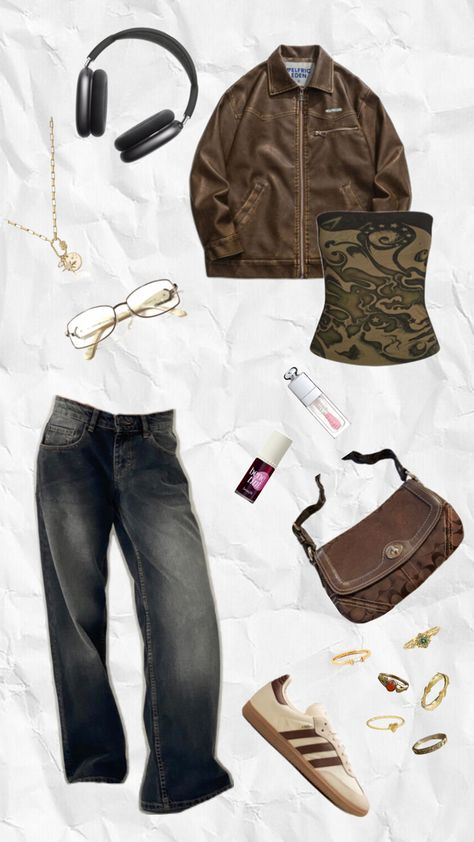 #outfit #leather #beige #headphones #city #cityoutfit #benetint #sambas Beige Headphones, City Outfits, Casual Fit, Casual Fits, Headphones, Dress Up, Leather, Clothes