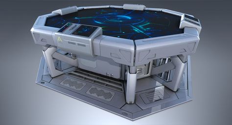 Sci Fi Table, Sci Fi Hologram, Hologram Table, Cassette Tape Crafts, Operating Table, Futuristic Tech, Sci Fi Props, Stark Industries, Environment Art