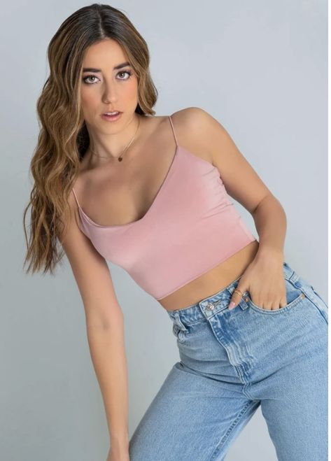 Color Rosa, Color Ivory, Crop Top, Color