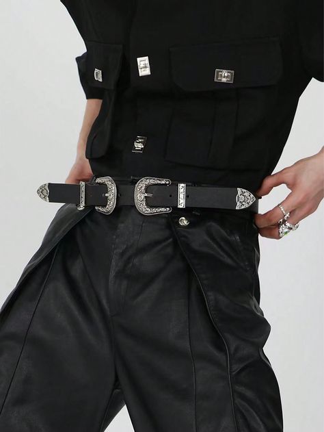 1pc Men's Western Style Buckle Pu Decor Cowboy Pants Fashionable Cool Belt Suitable For Daily And Street WearI discovered amazing products on SHEIN.com, come check them out! Mens Western Style, Cool Belt, Leather Fashion Men, Cowboy Pants, Cowboy Belt, Hoodie Cardigan, Casual Belt, Vintage Belts, Western Style