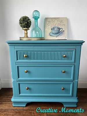 Creative Moments: Teal Blue & Kaleidoscope Chest of Drawers Milk Paint Furniture, Refinish Furniture, Painted Desk, Painted Dresser, Painted Chairs, Wood Filler, Dining Table Black, Chalk Paint Furniture, Painted Table