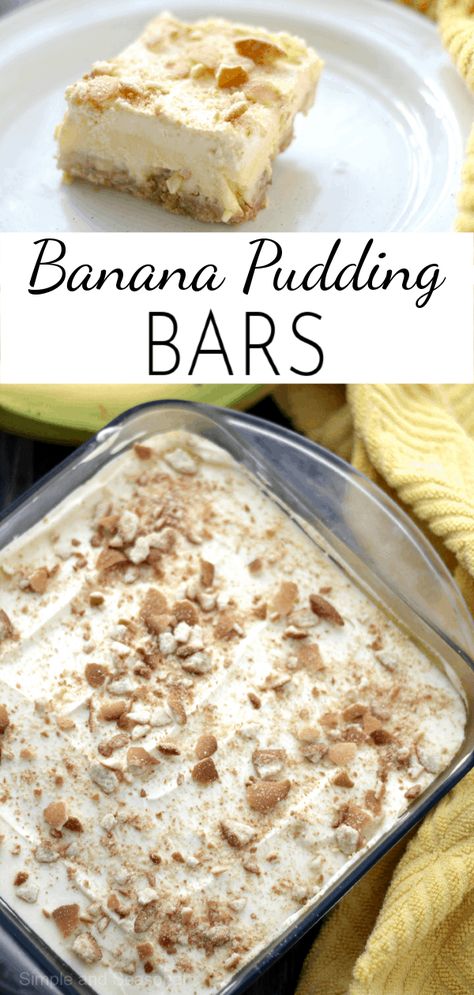 Pudding, bananas and wafer cookies create delicious layers of creamy goodness in these simple Banana Pudding Bars via @nmburk Banana Pudding Bars, Pudding Bars, Puding Pisang, Recipes Pudding, Pudding Bar, Easy Banana Pudding, Dessert Oreo, Banana Dessert Recipes, Desserts Keto