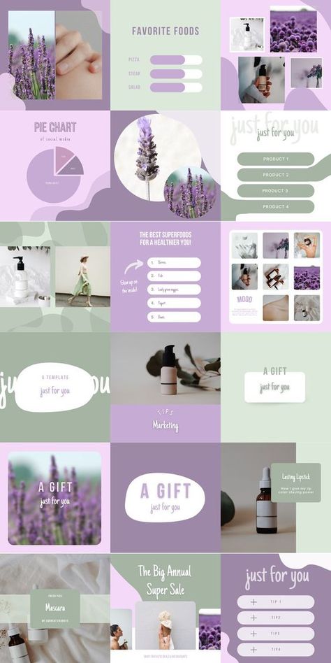 Purple And Green Instagram Feed, Boho Purple Color Palette, Purple Instagram Feed, Violet Template, Instagram Design Ideas, Purple Template, Green Website, Purple Instagram, Template Instagram Post