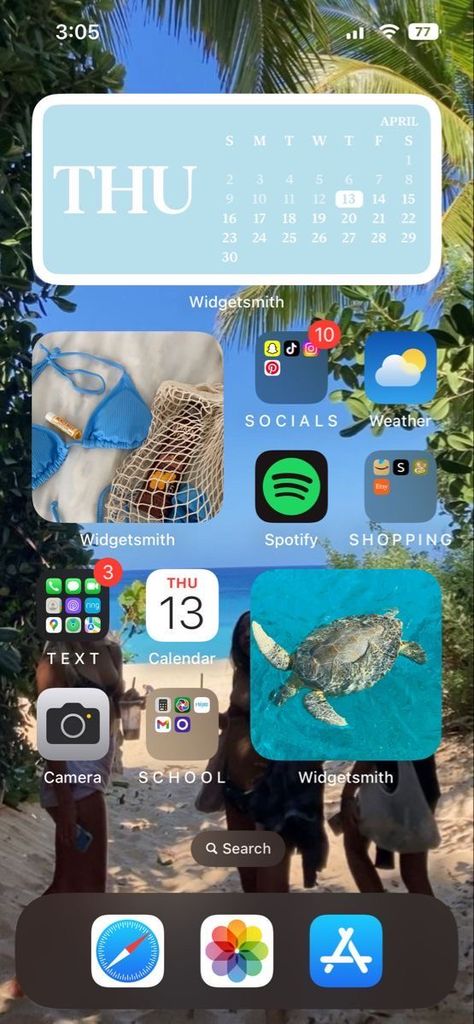 Summer Home Screen, Summer Homescreen, Organize Phone Apps, Cute Home Screens, Home Screen Inspo, Ios App Iphone, Iphone Ideas, Wallpaper Iphone Summer, Summer Iphone