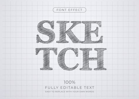 Pencil sketch text effect. editable font... | Premium Vector #Freepik #vector #texture #paper #typography #font Pencil Font, Texture Pencil, Paper Typography, Pencil Texture, Font Effect, Vector Texture, Graphic Design Photoshop, Text Effect, Font Style