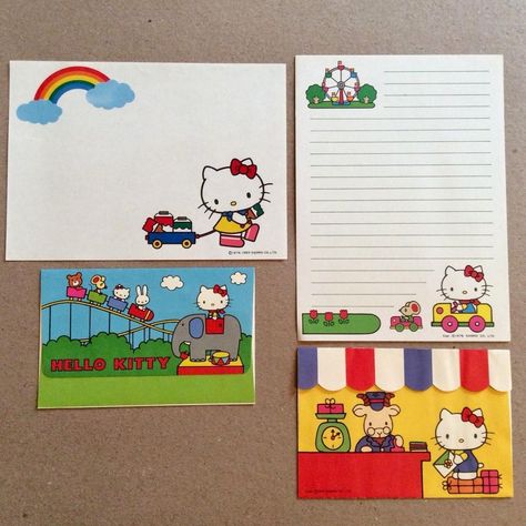 Hello Kitty Writing, Hello Kitty Stationary, Sanrio Stationary, Vintage Writing Paper, Sanrio Vintage, Hello Kitty School, Vintage Hello Kitty, Vintage Stationary, Vintage Sanrio