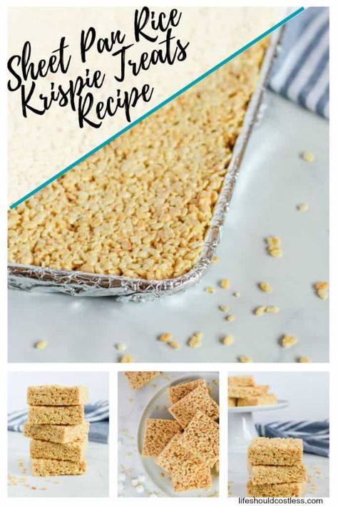 Rice Crispies Recipe, Rice Krispie Treats Recipe, Krispie Treats Recipe, Cereal Bar, Rice Krispy, Sheet Cake Pan, Cooking For A Crowd, Feed A Crowd, Snack Treat