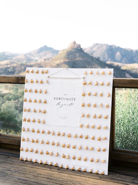 A Picture Perfect Malibu Wedding, Complete With A Fortune Cookie Escort Wall! Wedding Ideas Seating, Wedding Seating Chart Display, Seating Chart Ideas, Green Wedding Decorations, Plan Wedding, Chart Ideas, Pinterest Wedding, How To Think, Malibu Wedding