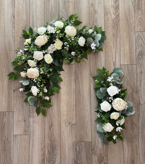 Backdrop Decorations For Wedding, Wedding Arbor Flowers, Eucalyptus Wedding Flowers, Arbor Flowers, Wedding Terracotta, Sweetheart Table Centerpiece, Bridal Florals, Wedding Sweetheart Table, Silk Flower Wedding Bouquet