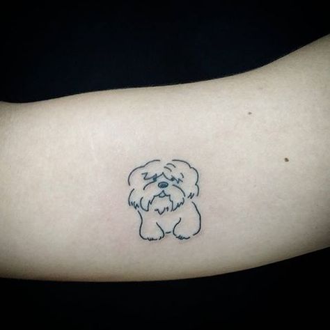 Lhasa Apso Tattoo Lhasa Apso Tattoo Outline, Shitzu Tattoo Outline, Maltese Tattoo Minimalist, Lhasa Apso Tattoo, Havanese Tattoo, Shitzu Tattoos, Maltese Tattoo, Tatoo Dog, Puppy Tattoo