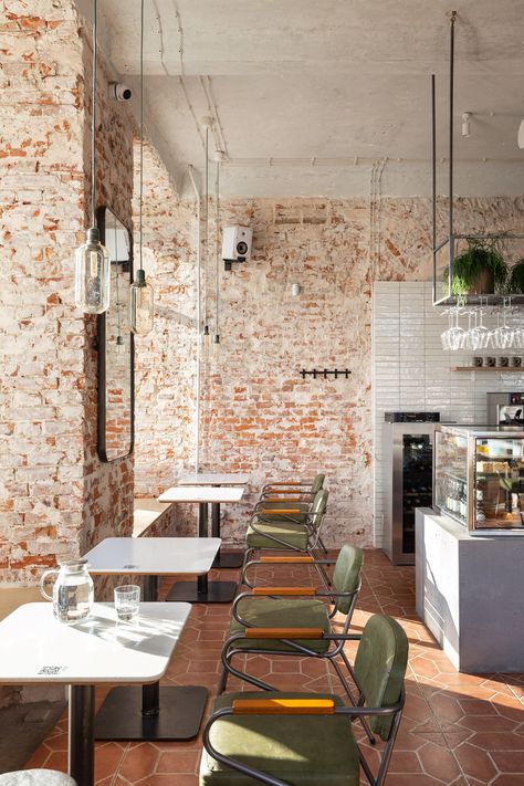 Homie Cafe on Behance Cafe Interior Vintage, Brick Restaurant, Brick Cafe, Coffee House Design, Coffee Shop Concept, Modern Coffee Shop, Modern Restaurant Design, Industrial Cafe, Rustic Cafe