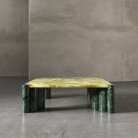 Coffee Tables Stone Table Design, Green Marble Coffee Table, Marble Living Room Table, Coffee Table Stone, Green Coffee Table, Red Travertine, Centre Table Living Room, Green Coffee Tables, Marble Furniture