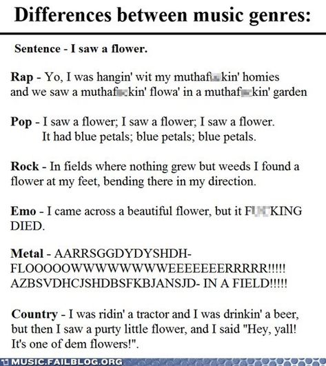 Differences between music genres Music Jokes, Memes Br, Love Hurts, Music Humor, Music Memes, Music Theory, Music Genres, Music Is Life, Music Bands