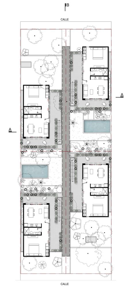 Hacienda Style Homes Mexican, Hacienda Style Homes, Courtyard Design, Architectural Floor Plans, Apartment Floor Plans, Hacienda Style, Apartment Plans, Residential Apartments, Small House Plans