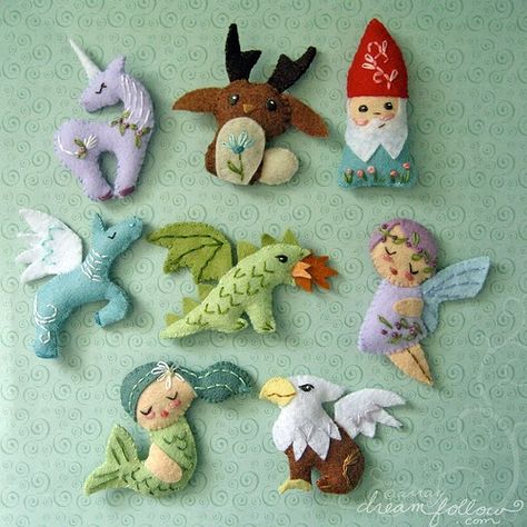 2 new sewing pattern PDFs have landed at little dear! Now you can stitch up your favorite, tiny mythical creatures with felt and embroi... Felt Gnomes, Felt Figures, Gathering Ideas, Felt Projects, Felt Baby, Felt Patterns, Plush Pattern, Super Duper, Sewing Toys