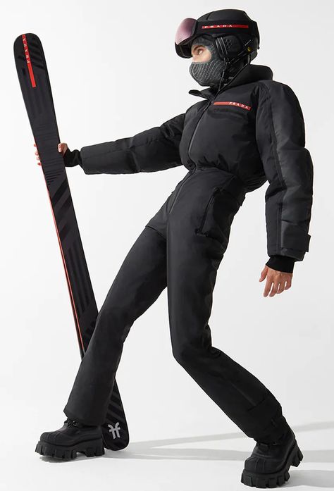 Women's Ski wear and technical gear | PRADA Prada Ski Suit, Black Skiing Outfit, Prada Snowboard, Ski Resort Outfit, Ski Suits For Women, Preppy Sweater Outfits, Skiwear Women, Australian Winter Fashion, Designer Ski Wear